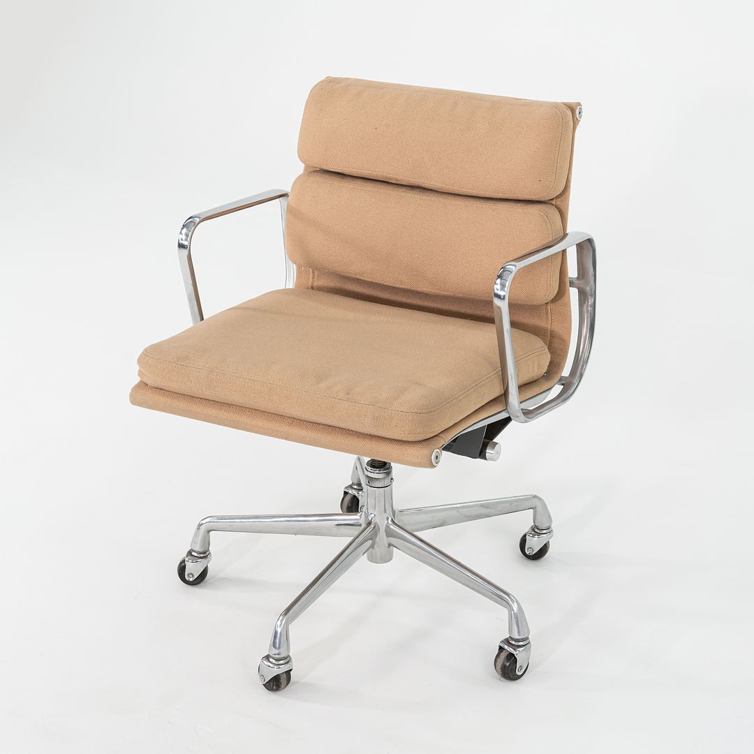 1996 Eames Soft Pad Management Chair, EA435 by Ray and Charles Eames for Herman Miller in Tan Hopsack Fabric 6x Available