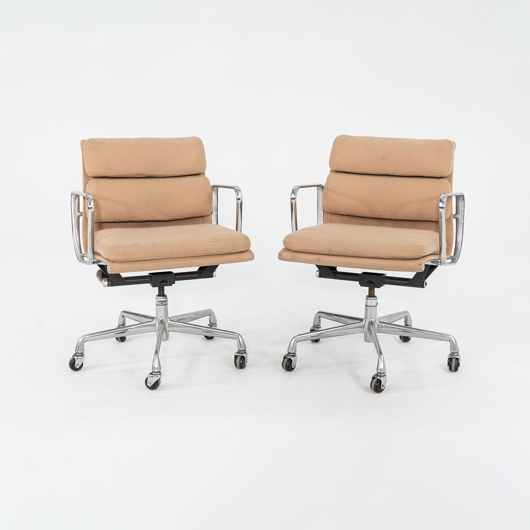SOLD 1996 Eames Soft Pad Management Chair, EA435 by Ray and Charles Eames for Herman Miller in Tan Hopsack Fabric 6x Available