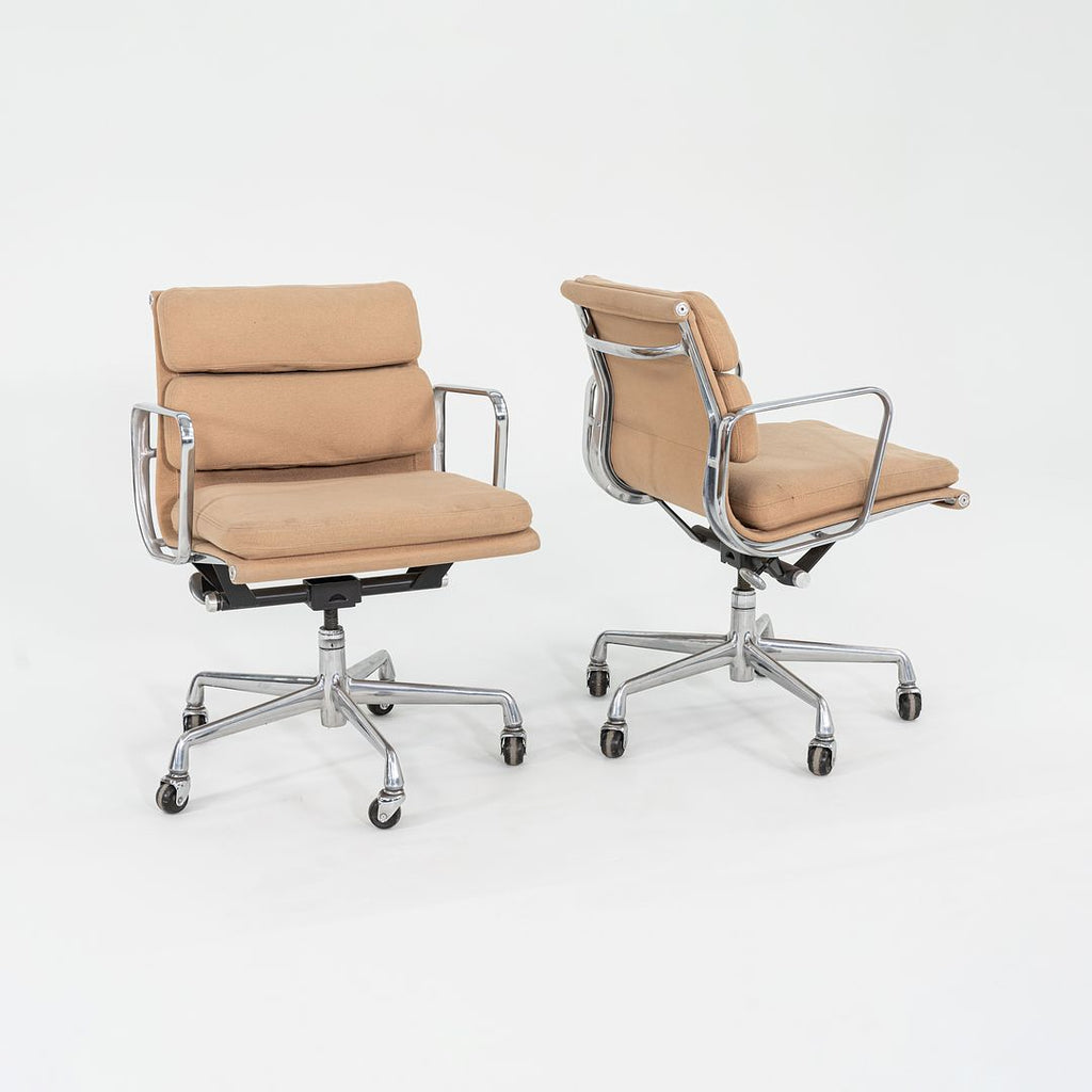 SOLD 1996 Eames Soft Pad Management Chair, EA435 by Ray and Charles Eames for Herman Miller in Tan Hopsack Fabric 6x Available