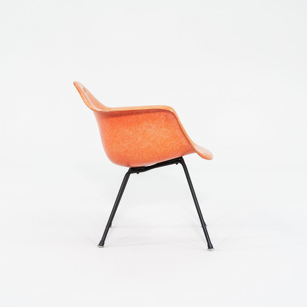 C. 1954 Eames Zenith Herman Miller MAX Arm Shell Chair in Red/Orange Fiberglass