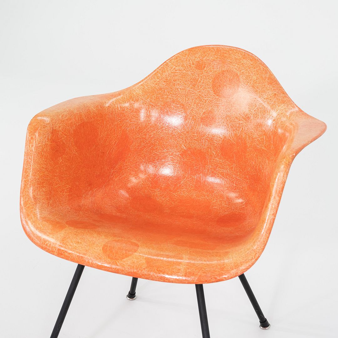 C. 1954 Eames Zenith Herman Miller MAX Arm Shell Chair in Red/Orange Fiberglass