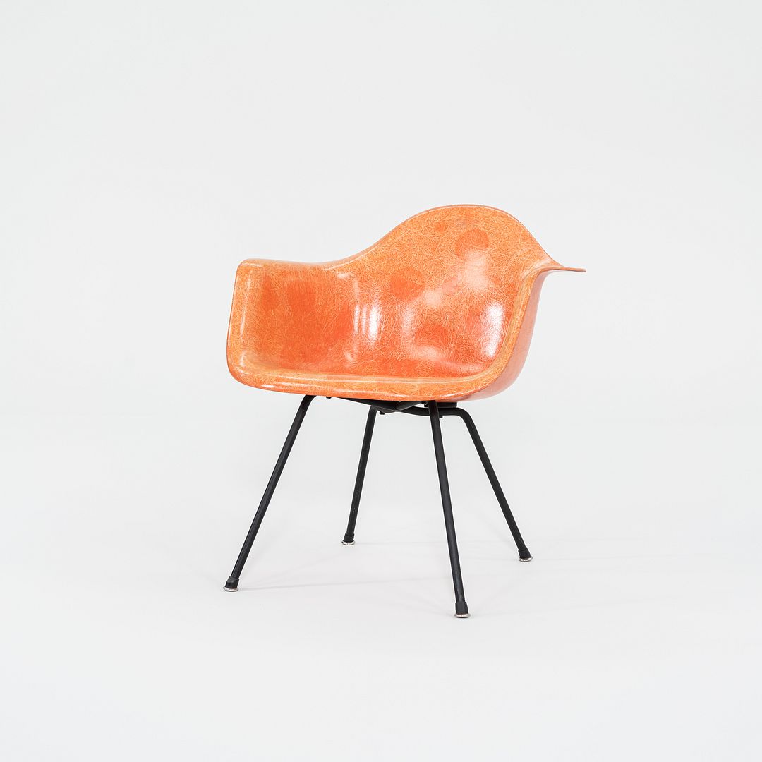 C. 1954 Eames Zenith Herman Miller MAX Arm Shell Chair in Red/Orange Fiberglass