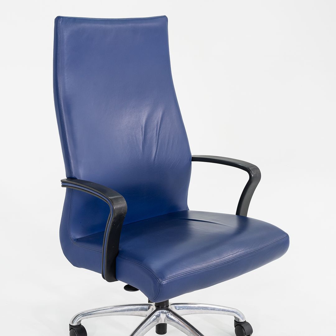 2015 Coalesse Chord Executive Office Chair by Michael Shields with Pneumatic Base in Blue Leather
