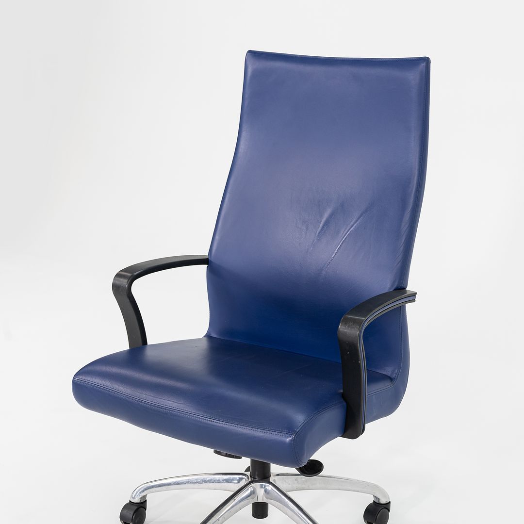 2015 Coalesse Chord Executive Office Chair by Michael Shields with Pneumatic Base in Blue Leather