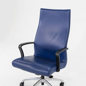 2015 Coalesse Chord Executive Office Chair by Michael Shields with Pneumatic Base in Blue Leather