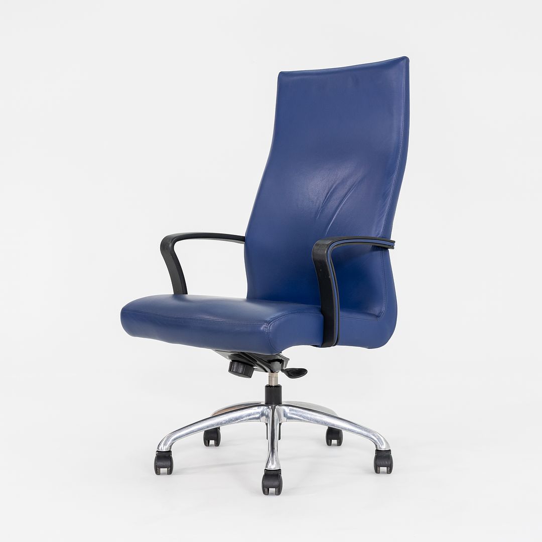2015 Coalesse Chord Executive Office Chair by Michael Shields with Pneumatic Base in Blue Leather