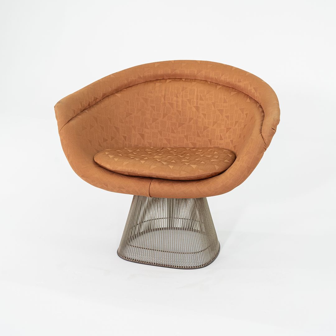 1960s Platner Lounge Chair, Model 1715L by Warren Platner for Knoll in Nickel Steel with Orange Fabric 4x Available