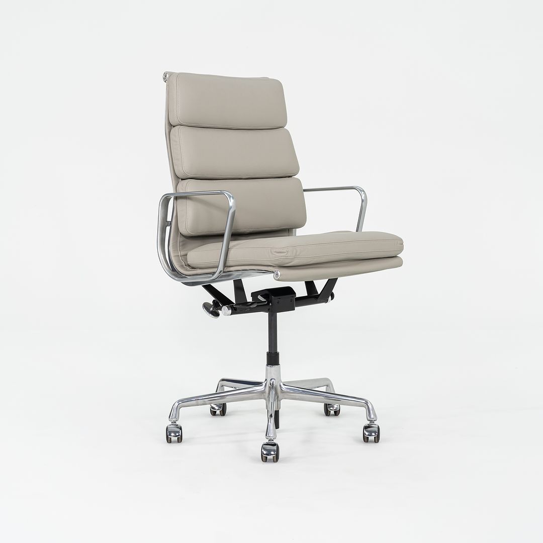 2019 Herman Miller Eames Soft Pad Executive Desk Chair in Bristol Pearl Leather with Pneumatic Base 5x Available