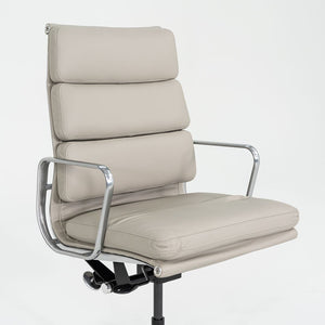 2019 Herman Miller Eames Soft Pad Executive Desk Chair in Bristol Pearl Leather with Pneumatic Base 8x Available