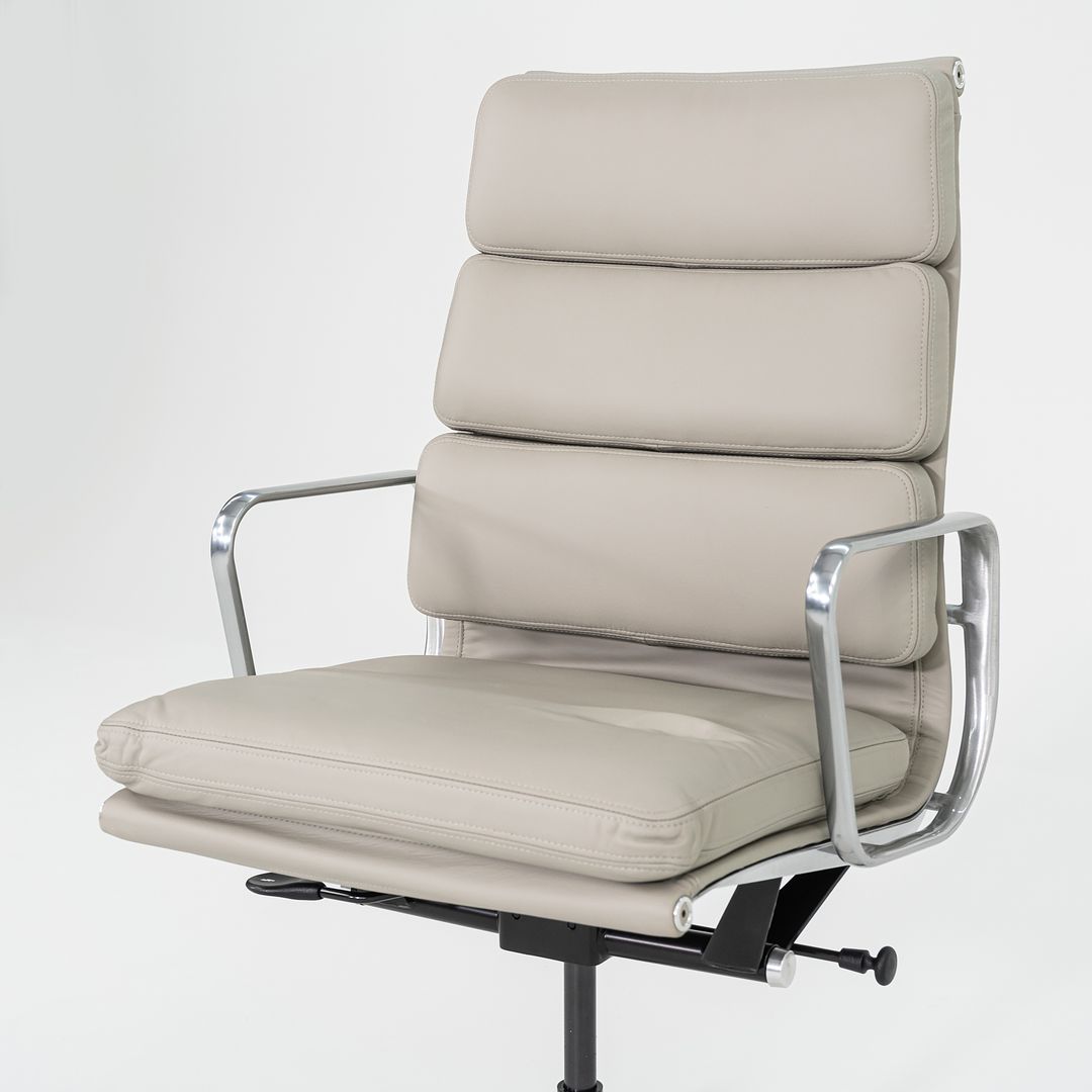 2019 Herman Miller Eames Soft Pad Executive Desk Chair in Bristol Pearl Leather with Pneumatic Base 5x Available
