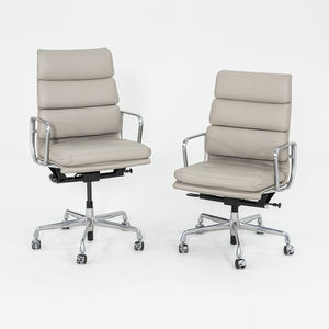 2019 Herman Miller Eames Soft Pad Executive Desk Chair in Bristol Pearl Leather with Pneumatic Base 5x Available