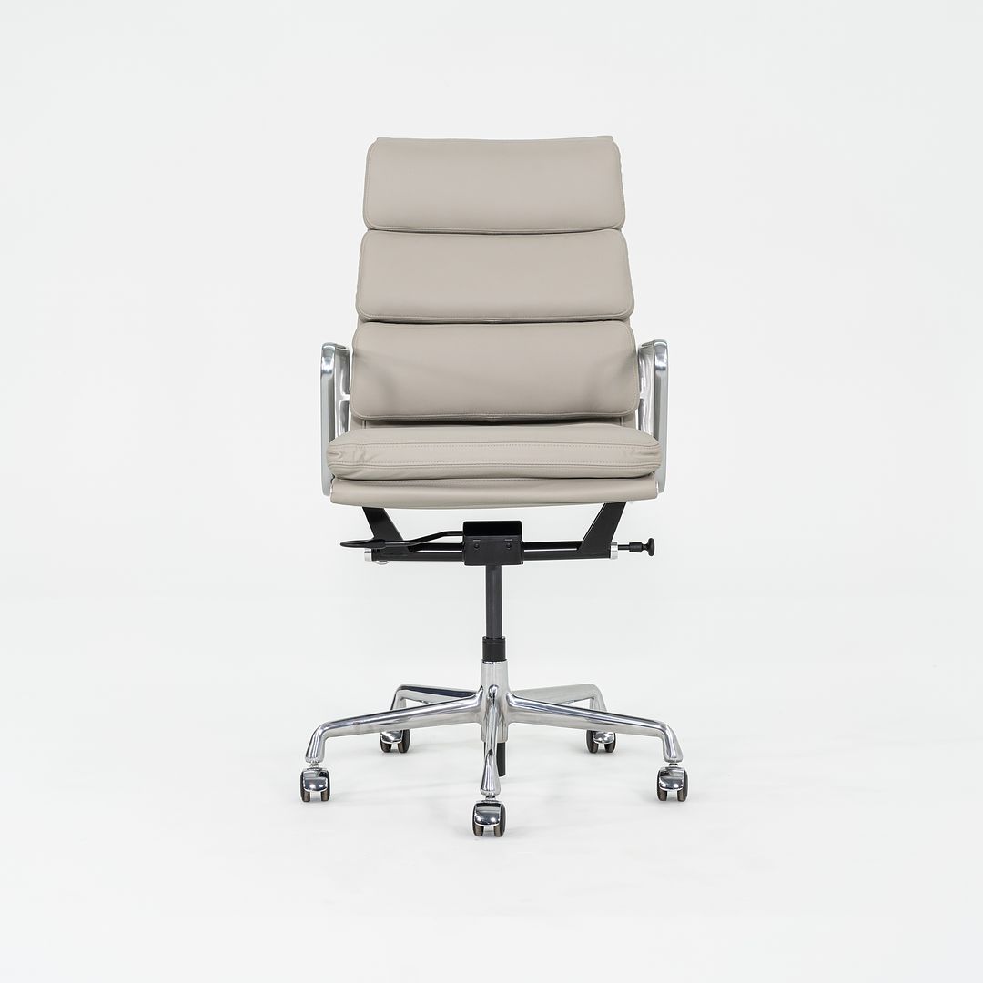 2019 Herman Miller Eames Soft Pad Executive Desk Chair in Bristol Pearl Leather with Pneumatic Base 8x Available