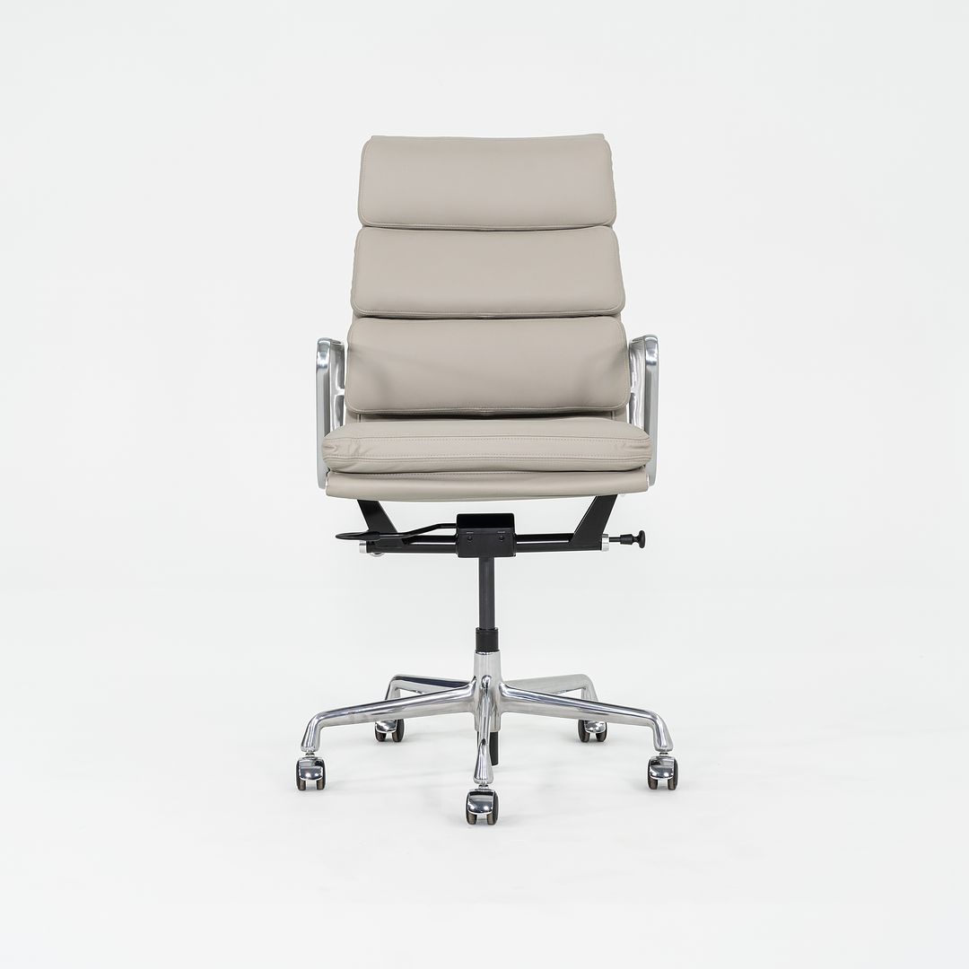 2019 Herman Miller Eames Soft Pad Executive Desk Chair in Bristol Pearl Leather with Pneumatic Base 5x Available