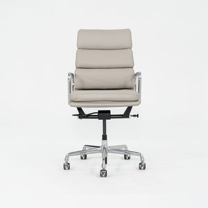 2019 Herman Miller Eames Soft Pad Executive Desk Chair in Bristol Pearl Leather with Pneumatic Base 5x Available