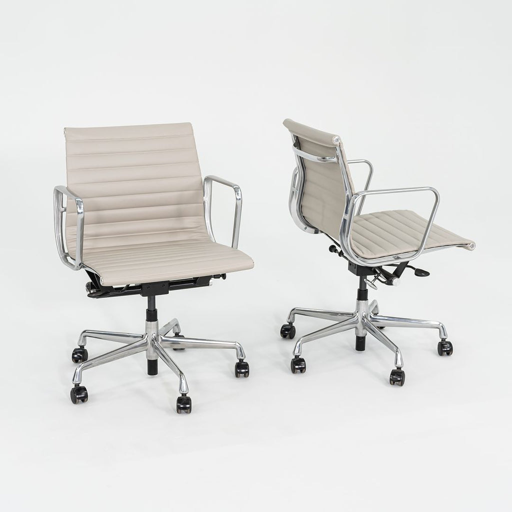 2021 Aluminum Group Management Desk Chair, Model EA335 by Ray and Charles Eames for Herman Miller in Stone Ecohide 8x Available