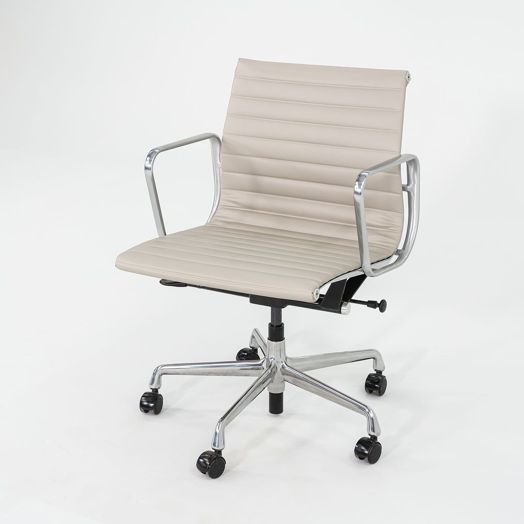 2021 Aluminum Group Management Desk Chair, Model EA335 by Ray and Charles Eames for Herman Miller in Stone Ecohide 8x Available