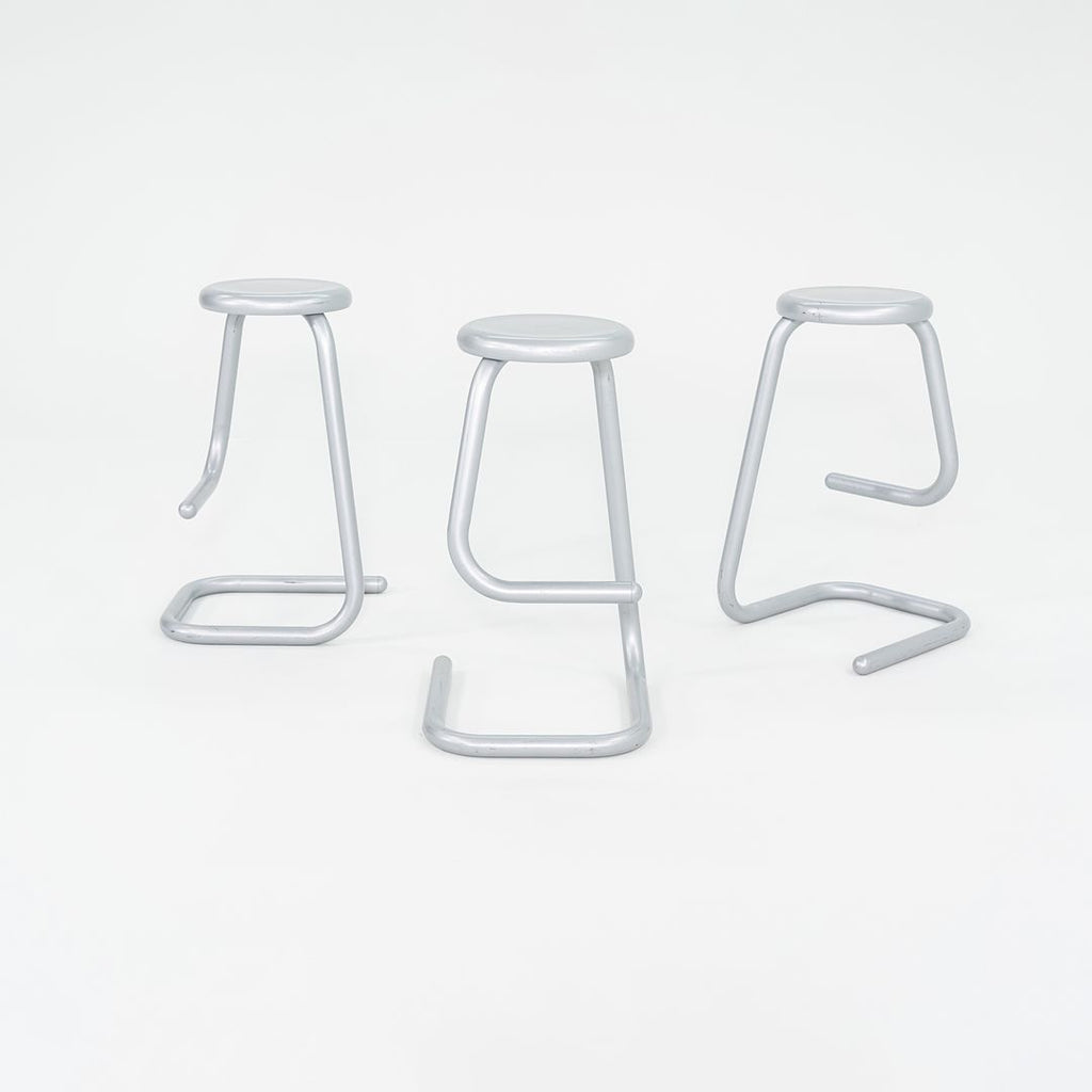 SOLD 1970s K700 Counter Stool by Hugh Hamilton and Philip Salmon for Kinetics / Haworth in Steel with Silver Finish 4x Available
