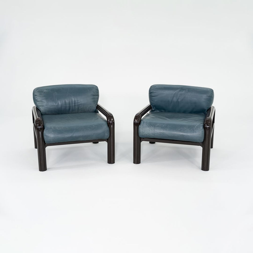 1990s Aulenti Armchair, Model 54-S1 by Gae Aulenti for Knoll in Blue/Green Leather 8x Available