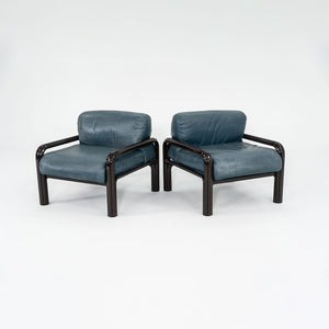 1990s Aulenti Armchair, Model 54-S1 by Gae Aulenti for Knoll in Blue/Green Leather 8x Available