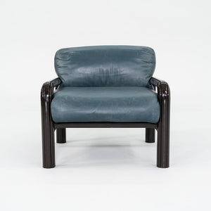 1990s Aulenti Armchair, Model 54-S1 by Gae Aulenti for Knoll in Blue/Green Leather 8x Available