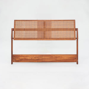 1959 Jens Risom Designs Full Headboard and Footboard in Walnut with Caned Panel