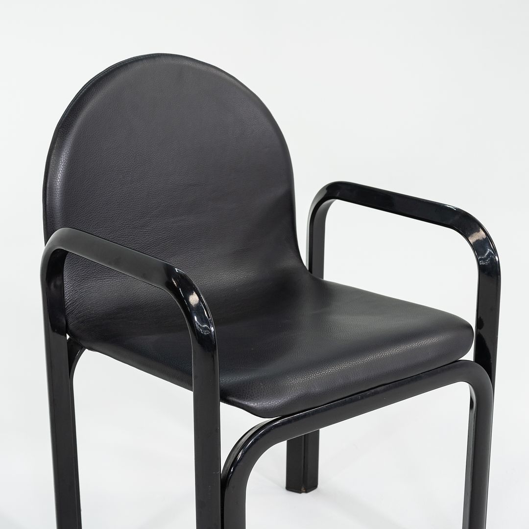 SOLD 1978 Set of Four Orsay Armchairs by Gae Aulenti for Knoll in Newly Reupholstered Black Leather