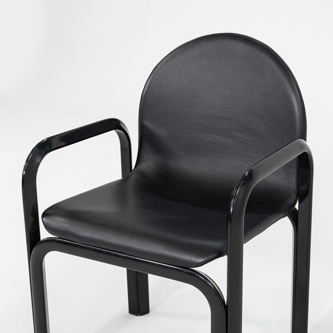 SOLD 1978 Set of Four Orsay Armchairs by Gae Aulenti for Knoll in Newly Reupholstered Black Leather