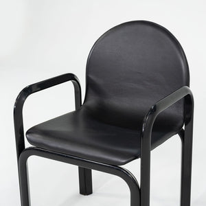 SOLD 1978 Set of Four Orsay Armchairs by Gae Aulenti for Knoll in Newly Reupholstered Black Leather