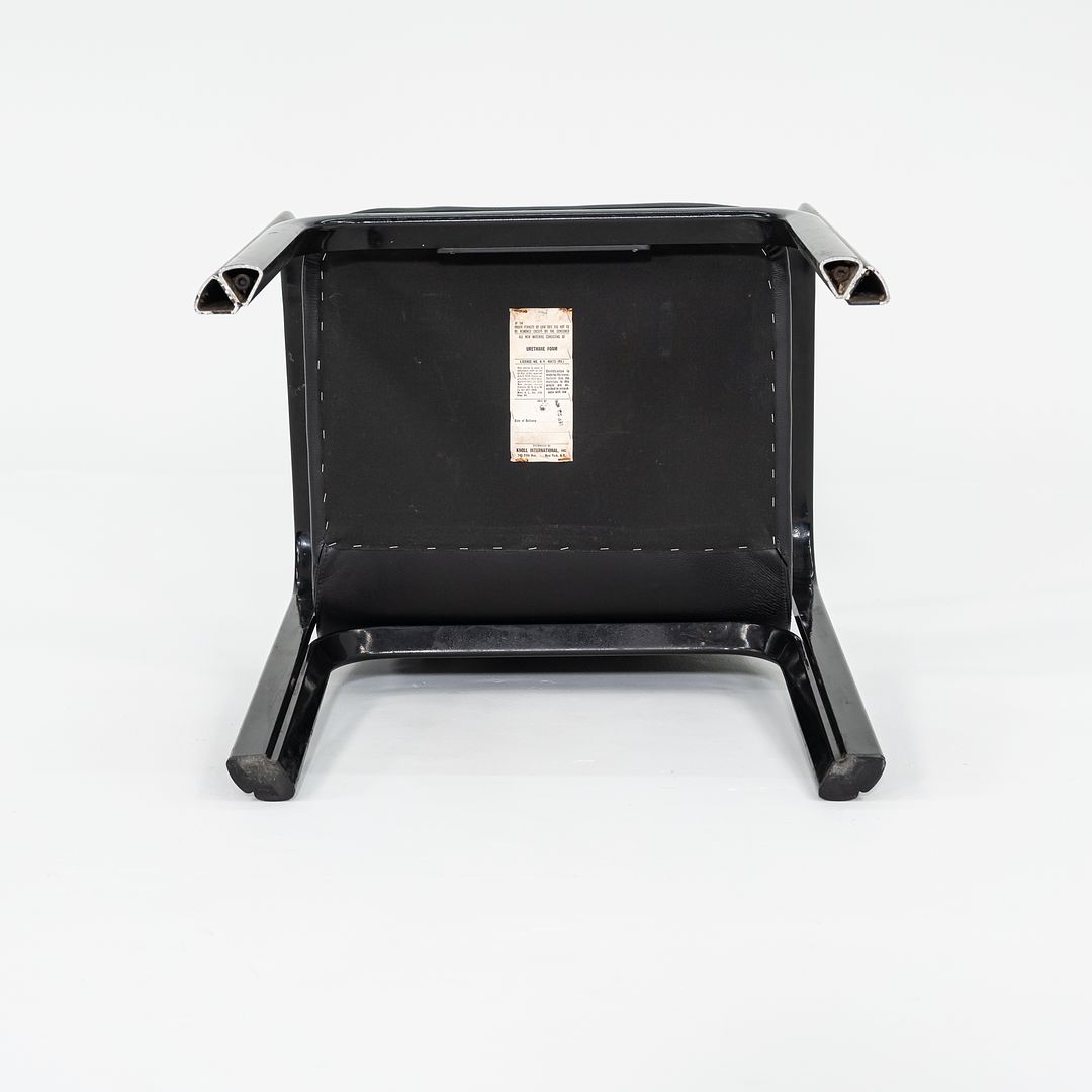 SOLD 1978 Set of Four Orsay Armchairs by Gae Aulenti for Knoll in Newly Reupholstered Black Leather