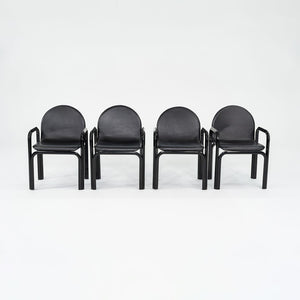 SOLD 1978 Set of Four Orsay Armchairs by Gae Aulenti for Knoll in Newly Reupholstered Black Leather