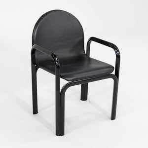SOLD 1978 Set of Four Orsay Armchairs by Gae Aulenti for Knoll in Newly Reupholstered Black Leather