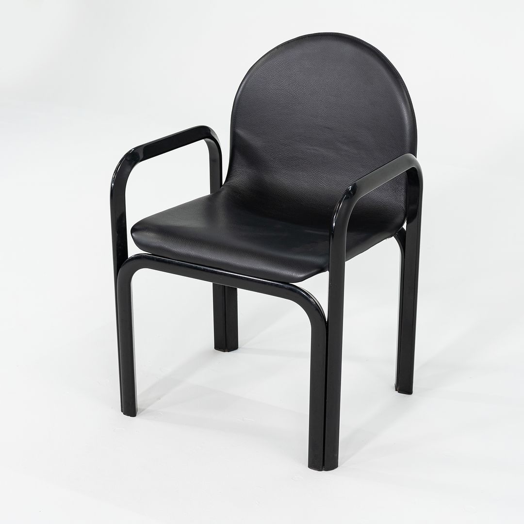 SOLD 1978 Set of Four Orsay Armchairs by Gae Aulenti for Knoll in Newly Reupholstered Black Leather