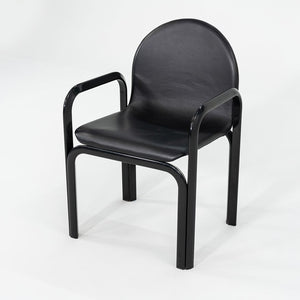 SOLD 1978 Set of Four Orsay Armchairs by Gae Aulenti for Knoll in Newly Reupholstered Black Leather