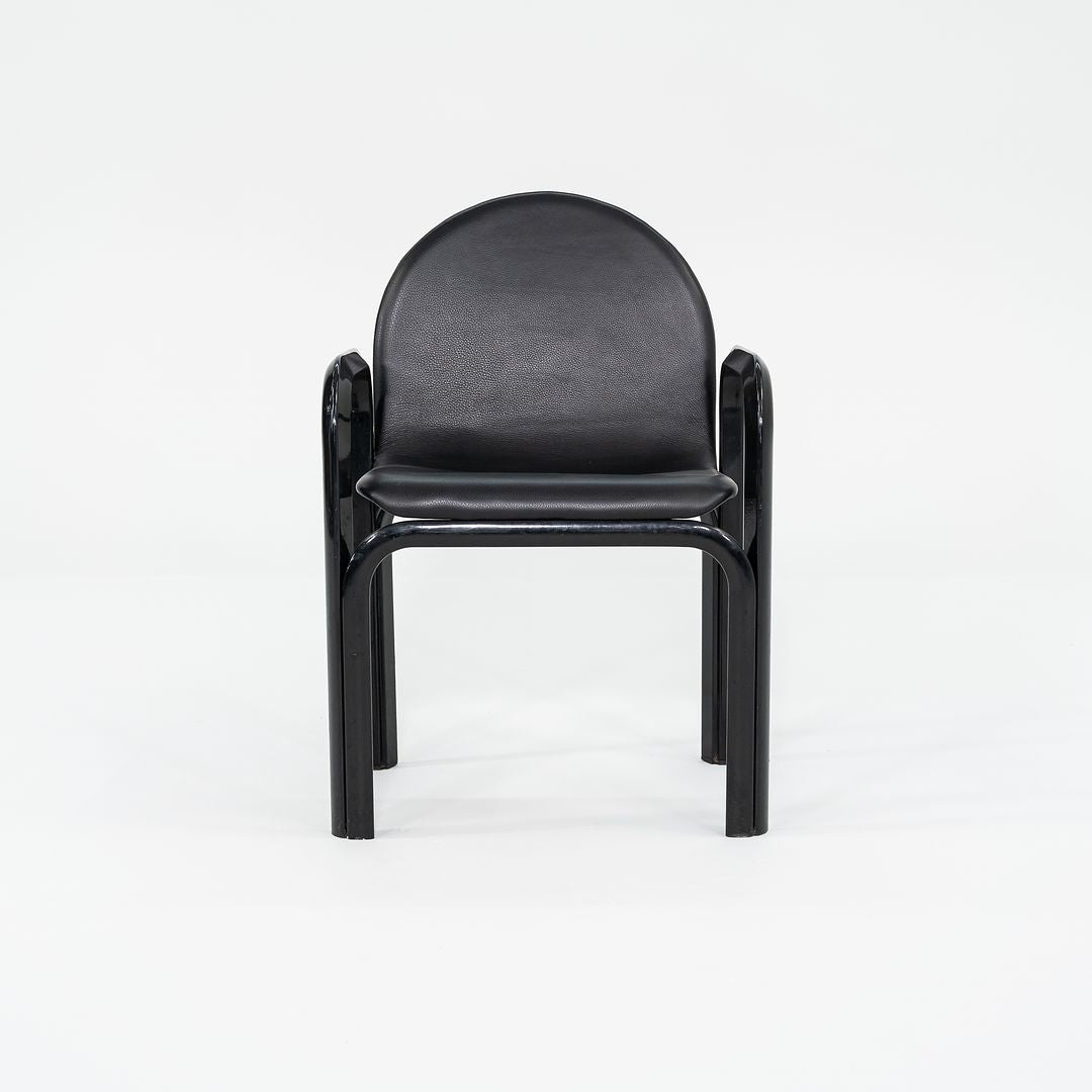 SOLD 1978 Set of Four Orsay Armchairs by Gae Aulenti for Knoll in Newly Reupholstered Black Leather