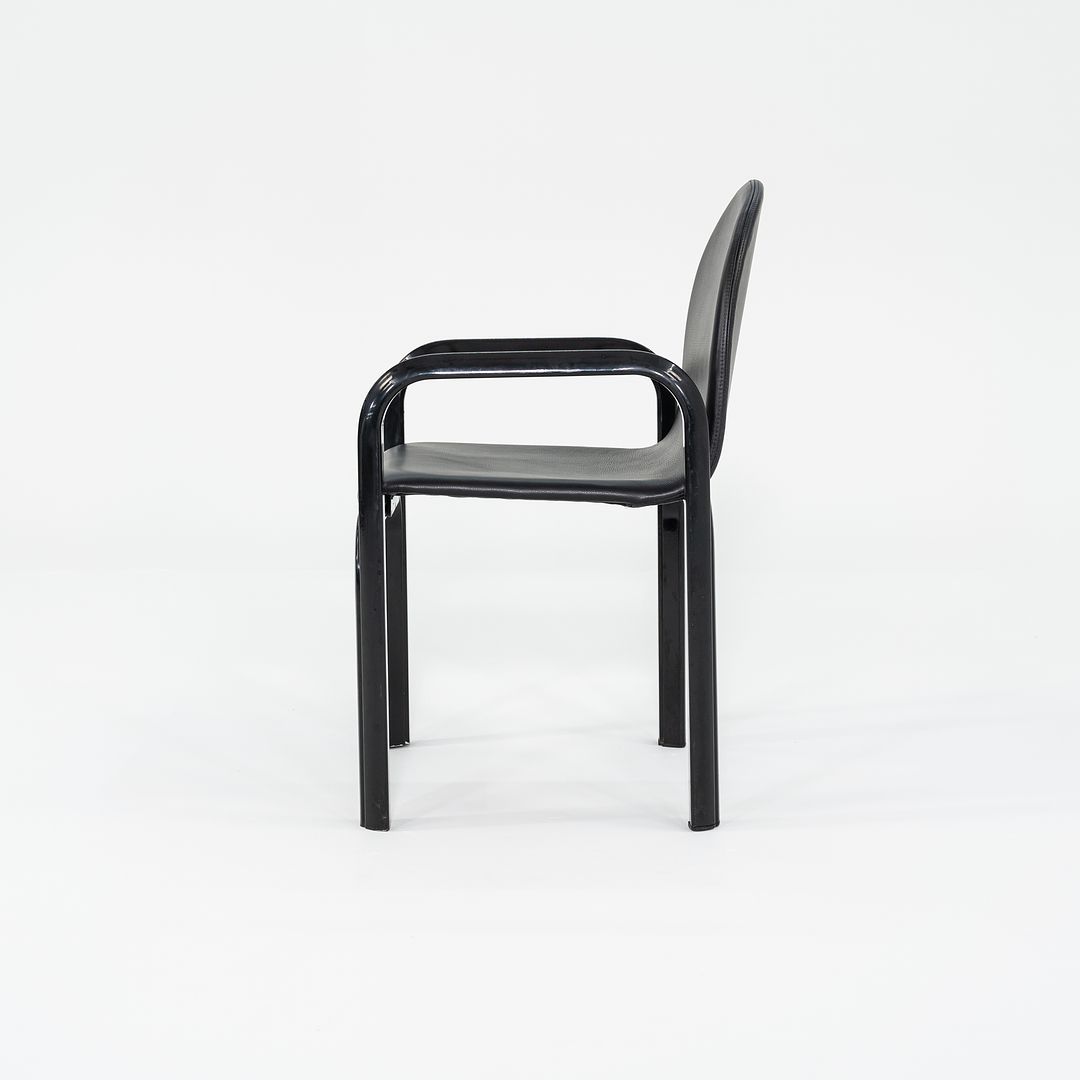 SOLD 1978 Set of Four Orsay Armchairs by Gae Aulenti for Knoll in Newly Reupholstered Black Leather