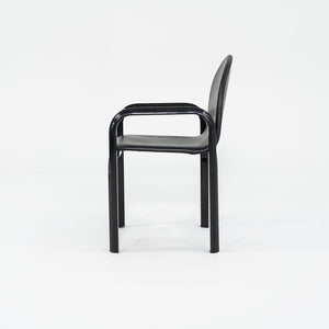 SOLD 1978 Set of Four Orsay Armchairs by Gae Aulenti for Knoll in Newly Reupholstered Black Leather