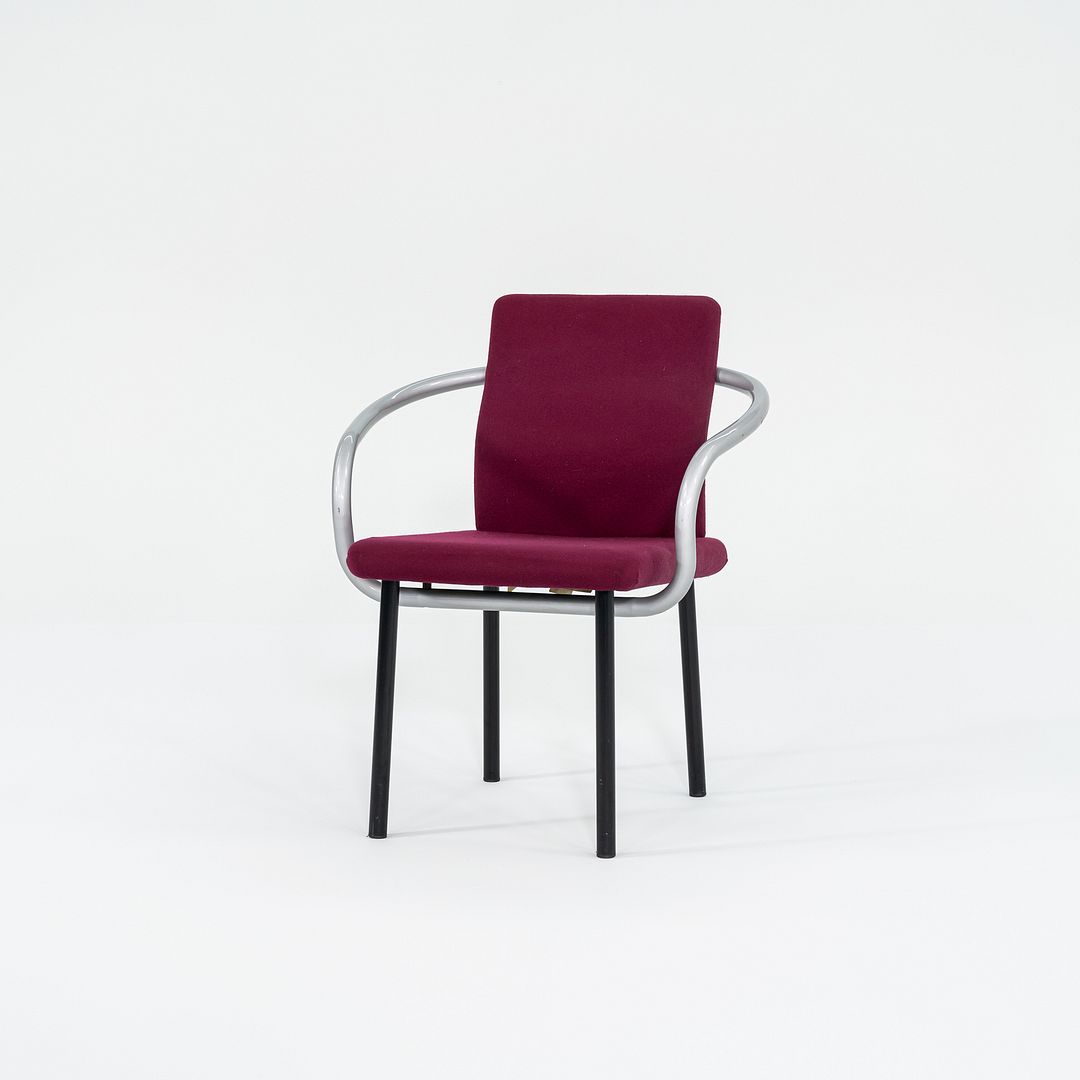 1995 Ettore Sottsass for Knoll Mandarin Dining Chair Silver w/ Pink Upholstery