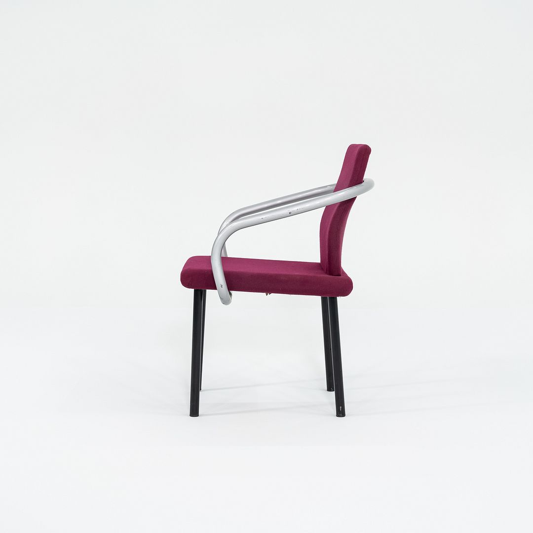 1995 Ettore Sottsass for Knoll Mandarin Dining Chair Silver w/ Pink Upholstery