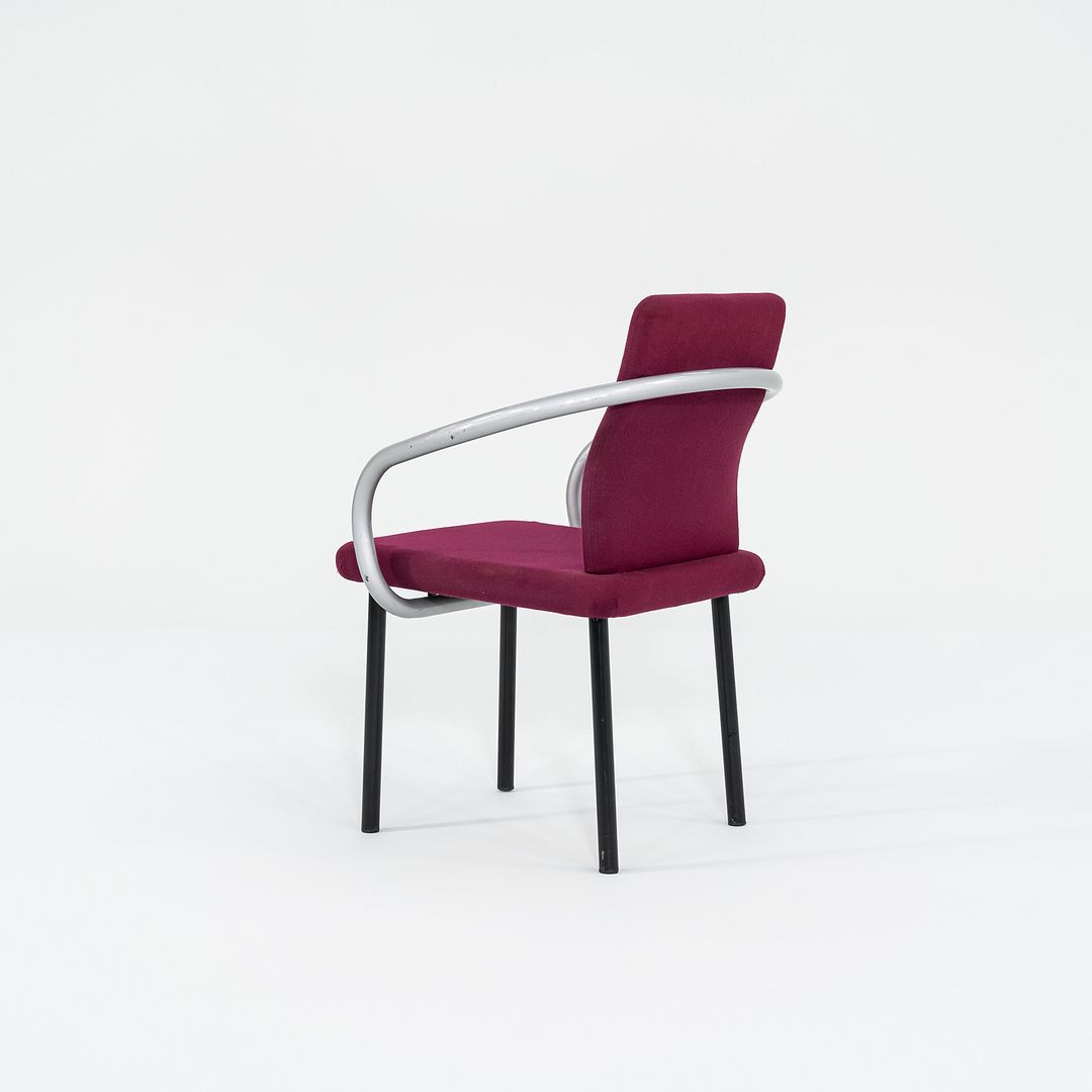 1995 Ettore Sottsass for Knoll Mandarin Dining Chair Silver w/ Pink Upholstery