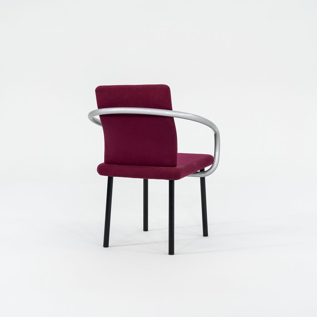 1995 Ettore Sottsass for Knoll Mandarin Dining Chair Silver w/ Pink Upholstery
