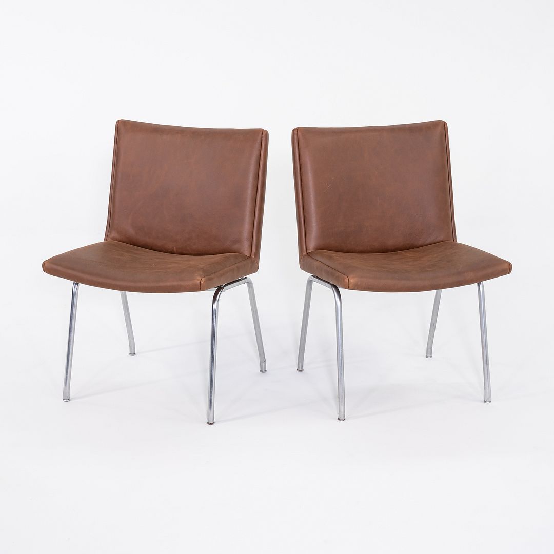 1960s Pair of Hans Wegner AP38 Airport Chairs A.P. Stolen of Denmark w/ Leather