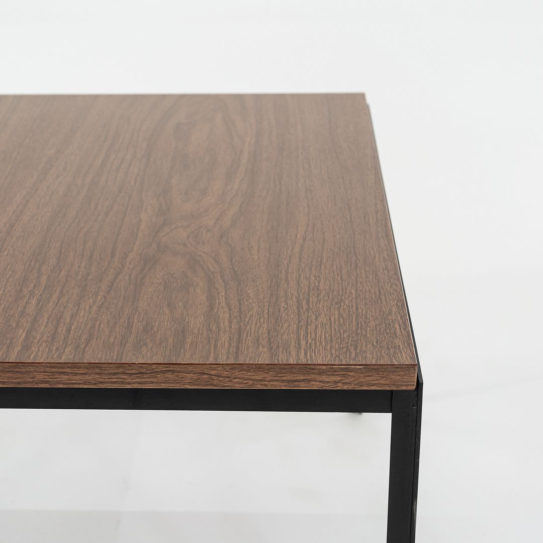 1960s Florence Knoll T Angle 24 x 24 inch Side / End Table Steel & Wood Veneer