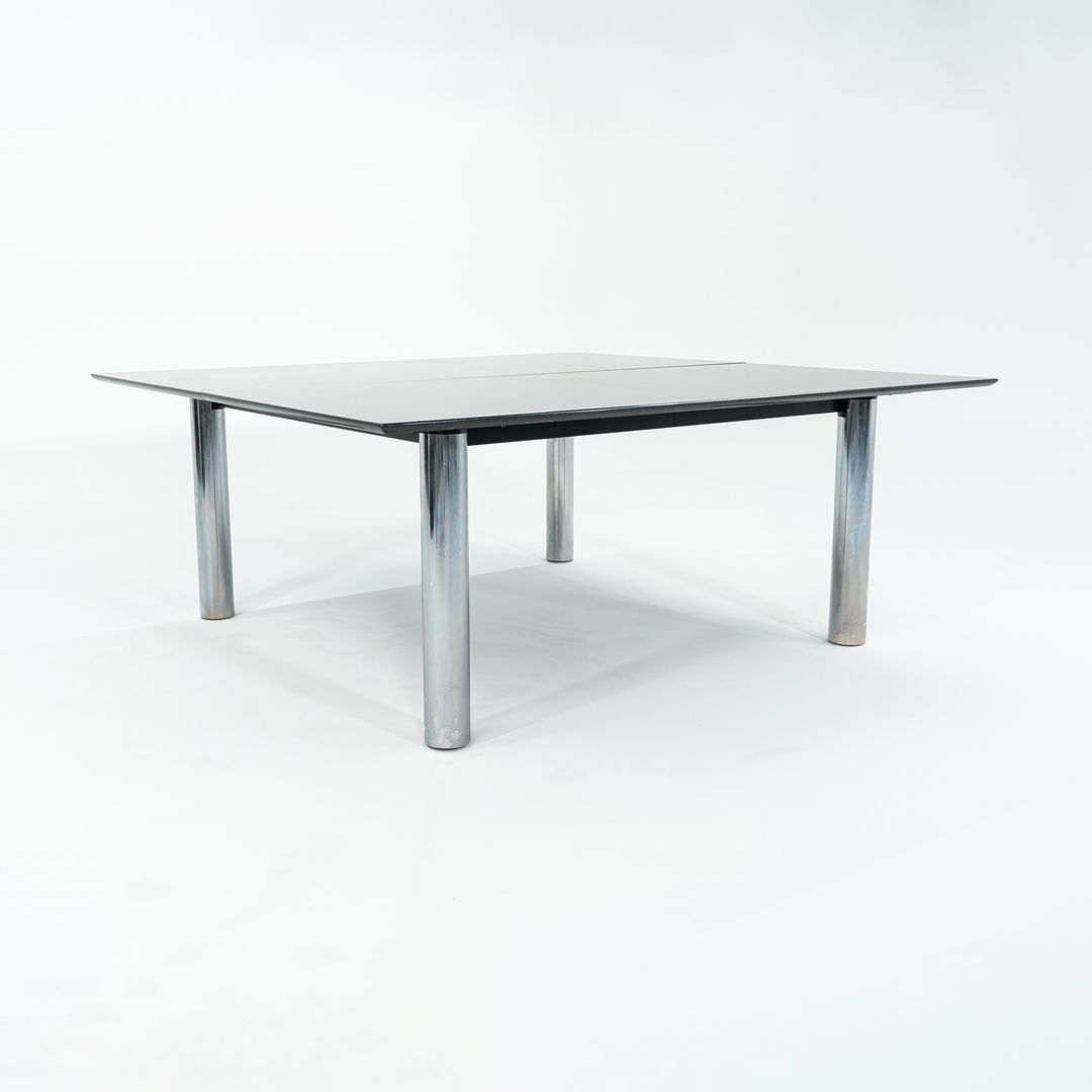2006 Custom Black Granite and Chromed Steel Conference or Dining Table 72x72in