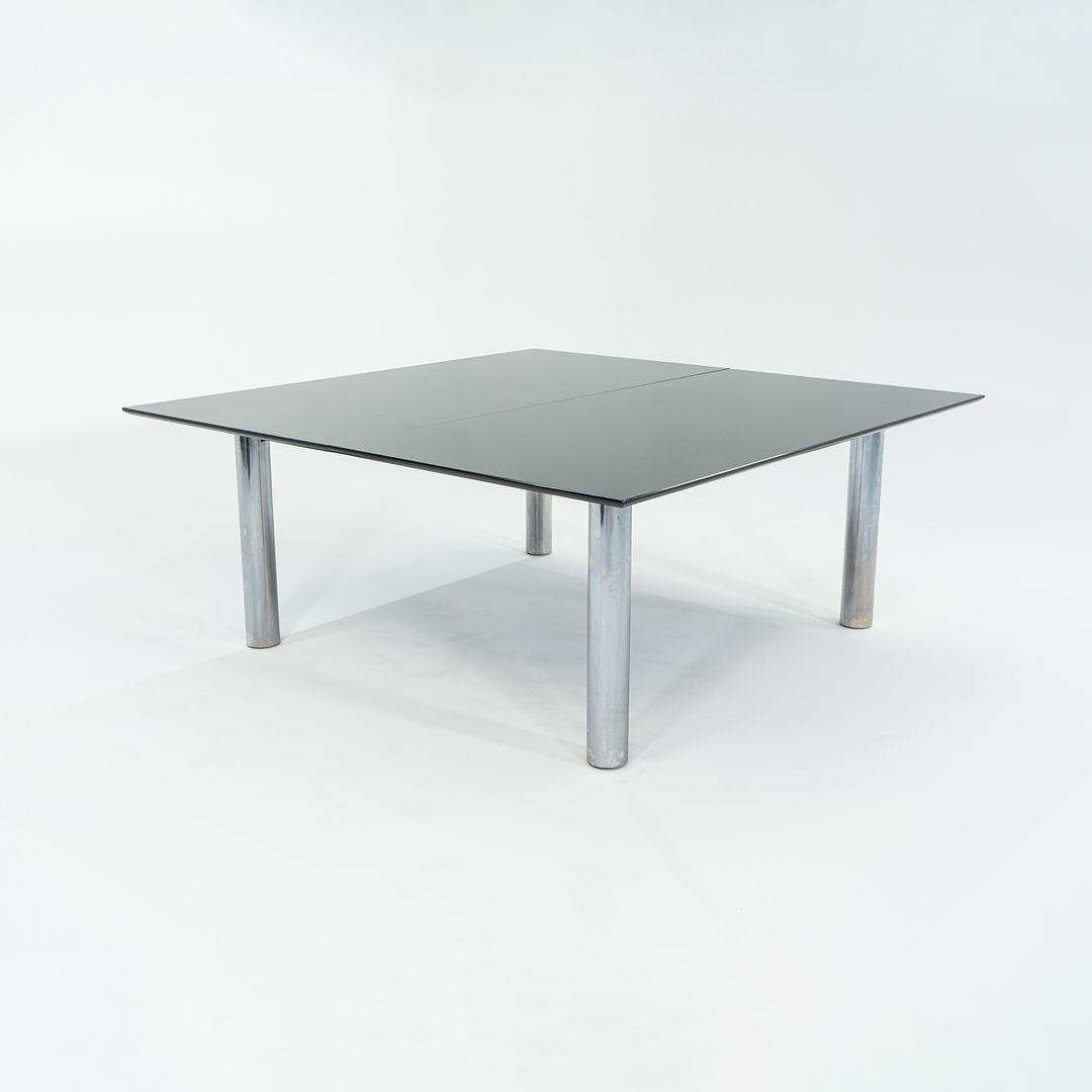 2006 Custom Black Granite and Chromed Steel Conference or Dining Table 72x72in