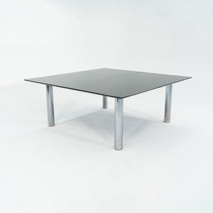 2006 Custom Black Granite and Chromed Steel Conference or Dining Table 72x72in