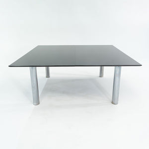 2006 Custom Black Granite and Chromed Steel Conference or Dining Table 72x72in