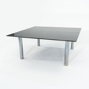 2006 Custom Black Granite and Chromed Steel Conference or Dining Table 72x72in