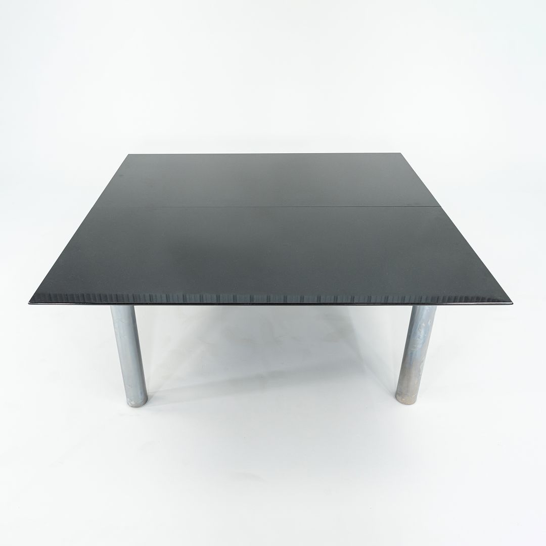 2006 Custom Black Granite and Chromed Steel Conference or Dining Table 72x72in