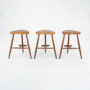 2001 Rare Set of Three Mira Nakashima Custom Counter Stools in Black Walnut