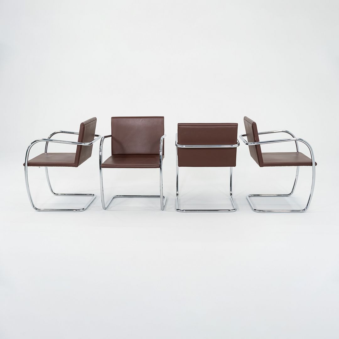 2004 Mies van der Rohe for Knoll Brno Thin Pad Tubular Dining Arm Chair 4x Avail
